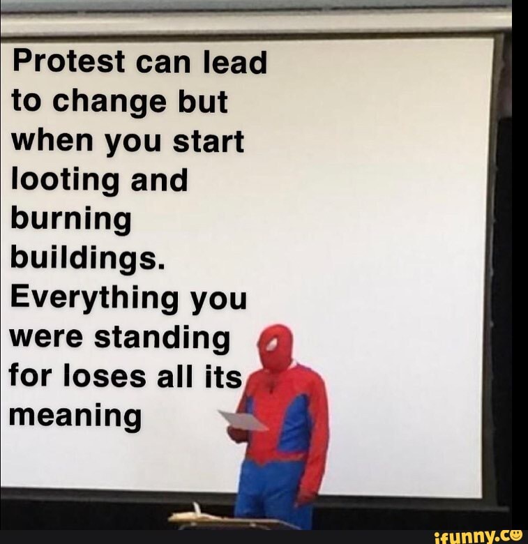 Protest can lead to change but when you start looting and burning