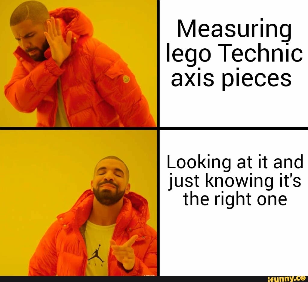 Measuring
lego Technic
axis pieces
Looking at it and
just knowing it's
the right one