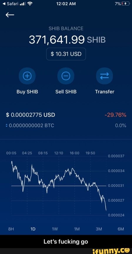 SH BALANCE
371,641.99 SHIB
$ 20.31 USO Buy SHIB Sell SHIB Teanster
0,00002775 USO 29
0.0000000002 BTC 0.0%
0.000037
Let's fucking go - Let’s fucking go