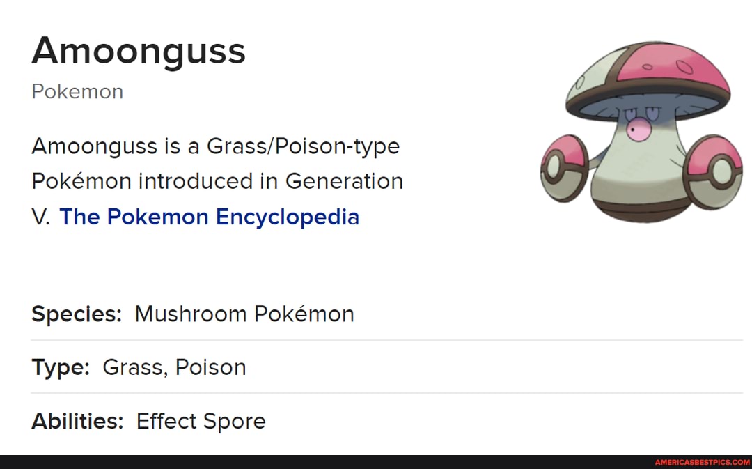 Amoonguss Pokemon Amoonguss Is A Pokmon Introduced In Generation V The Pokemon Encyclopedia Species Mushroom Pokmmon Type Grass Poison Abilities Effect Spore America S Best Pics And Videos