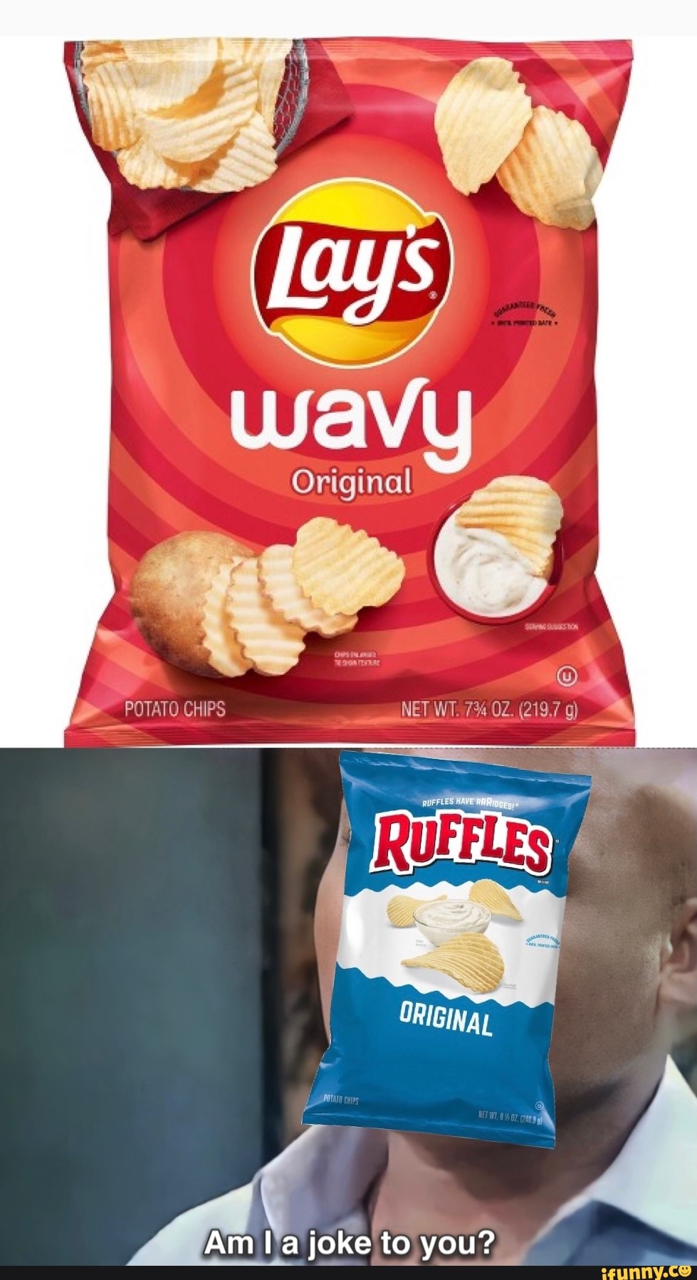 Lays wavy Original POTATO CHIPS Am Va joke to you? iFunny