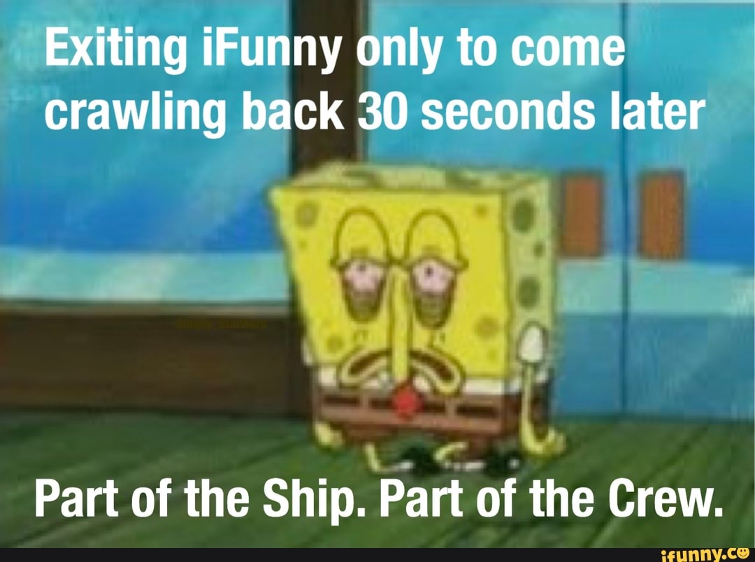 Exiting iFunny only to come crawling back 30 seconds later
Part of the Ship. Part of the Crew.