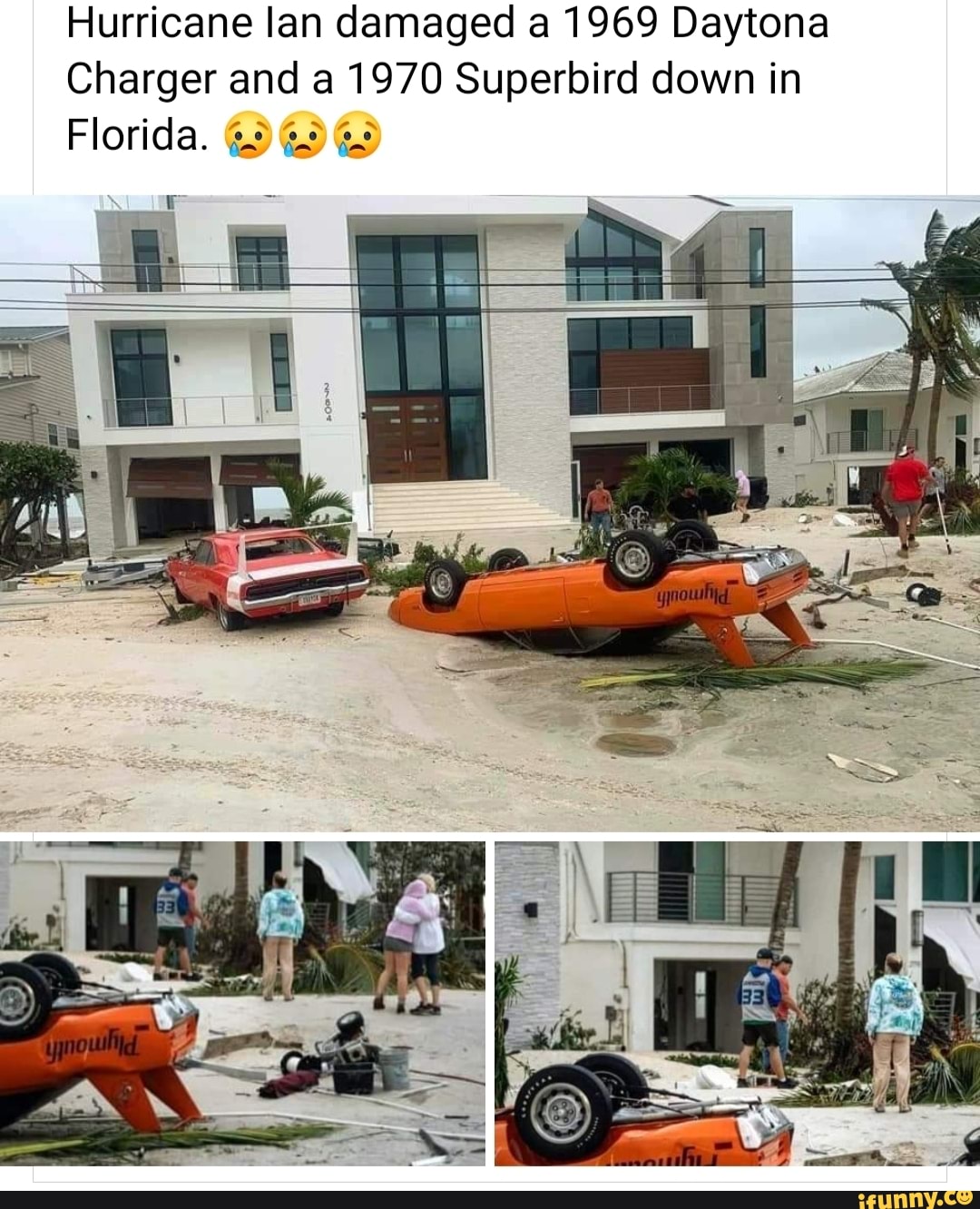 Hurricane lan damaged a 1969 Daytona Charger and a 1970 Superbird down