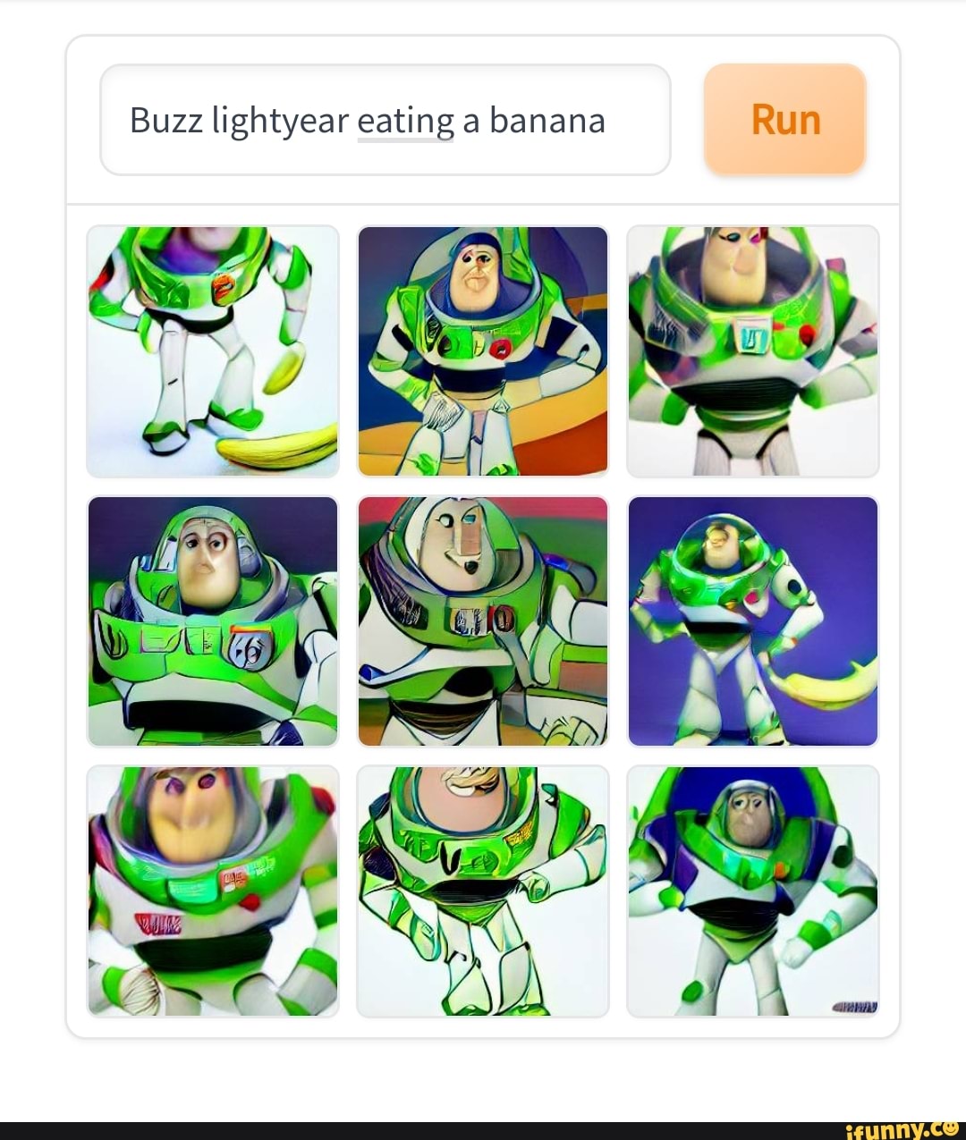 Buzz lightyear eating a banana Run iFunny