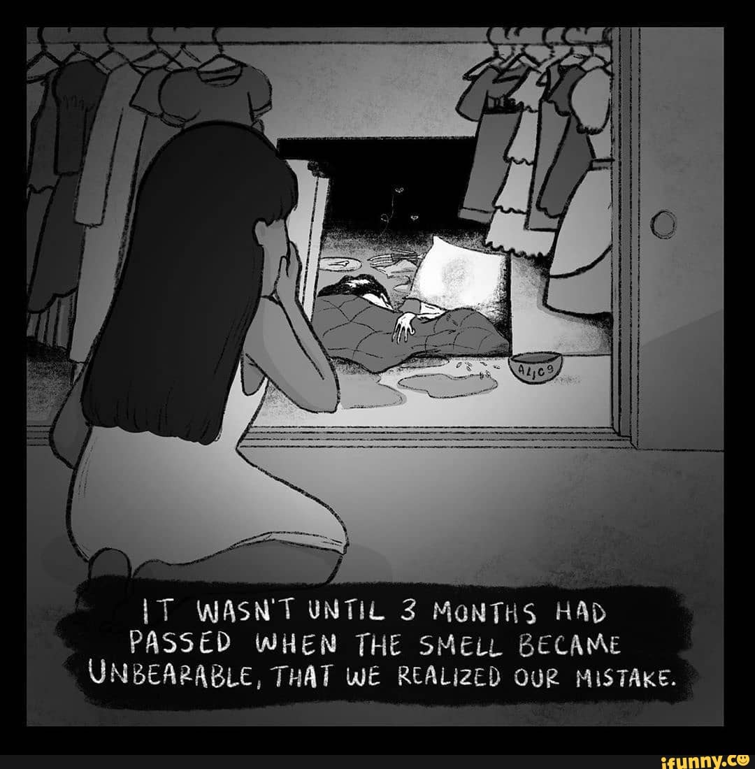WASN'T UNTIL 3 MONTHS HAD PASSED WHEN THE SMELL BECAME UNBEARABLE, THAT WE REALIZED OUR MISTAKE.