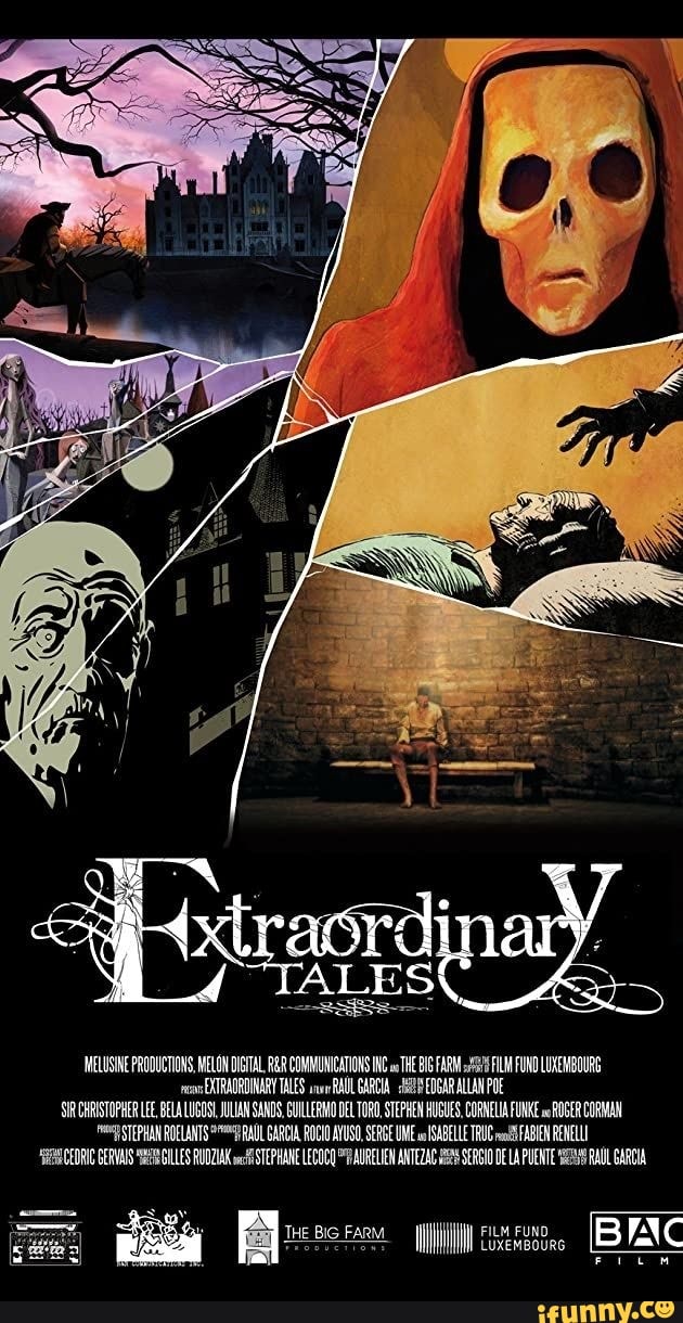 [WELUSINE PRODUCTIONS MELON COMMUNICATIONS INC THE BIG FARM FILM FUND LOAEMOURG EXTRAORDINARY TALES RAUL GARCIA. EDGAR ALLAN POE SIRCHRISTOPHER LEE, BELA LUGOS) JULIAN SANDS, GUILLERMO DEL TORO, STEPHEN HUGUES. CORNELIA FUNKE ROGER CORMAN STEPHAN ROELANTS *RALL GARCIA ROCIO AYUSO SERGE UME SABELLETRUC FABIEN RENELLL
'SERECEDRIC GERVAIS GILLES RUDZIAK STEPHANE LECOGQ AURELIEN ANTEZAC SERCIO DE LA PUENTE RAUL GARCIA
ill [BB ENC