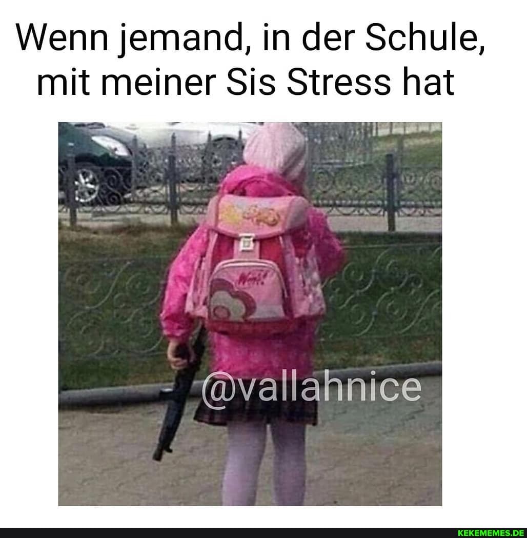 Wenn jemand, in der Schule, mit meiner Sis Stress hat
In \ .
