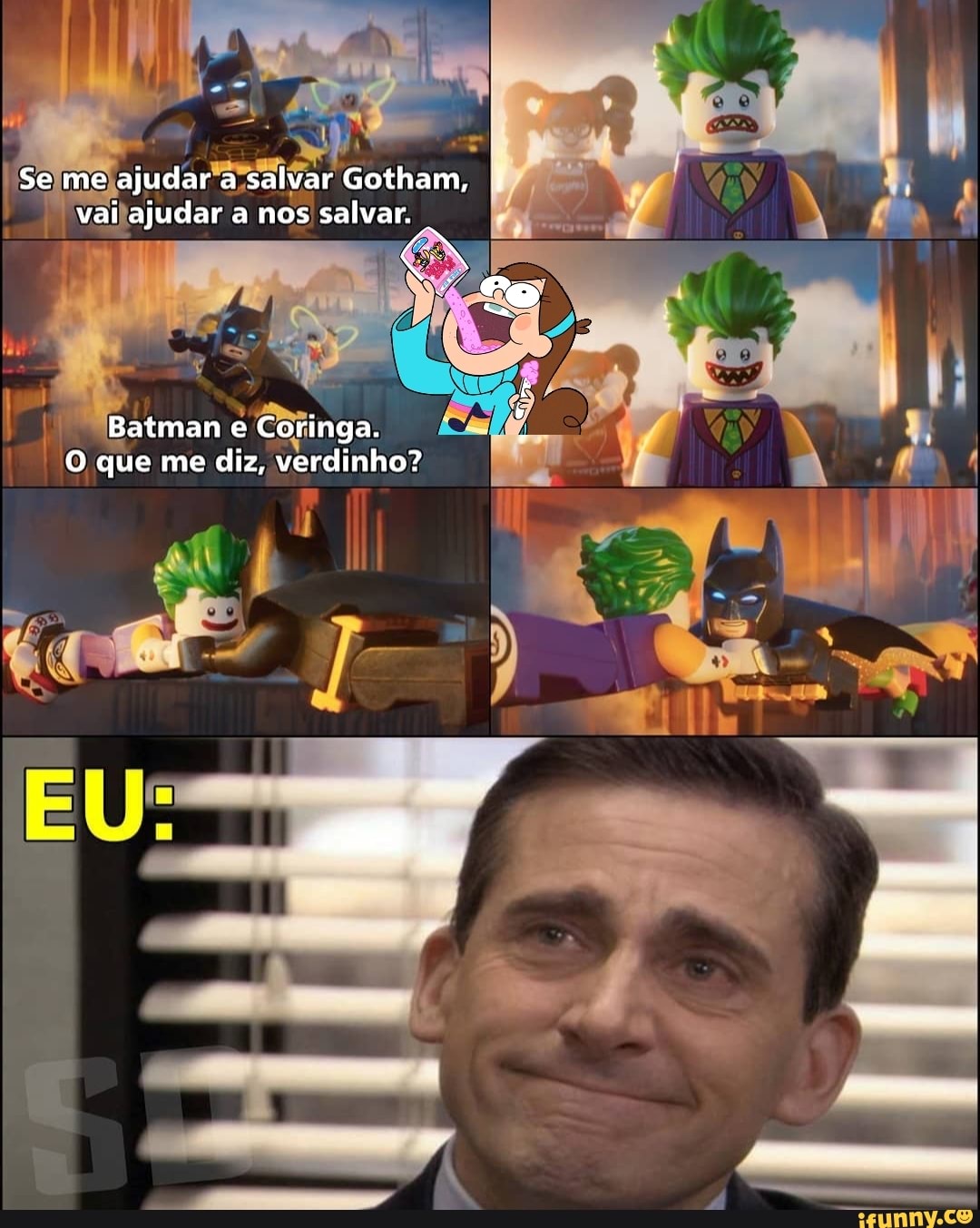 Se me ajudar a salvar Gotham, I
vai ajudar a nos salvar.
Batman e Coringa.
O que me diz, verdinho?