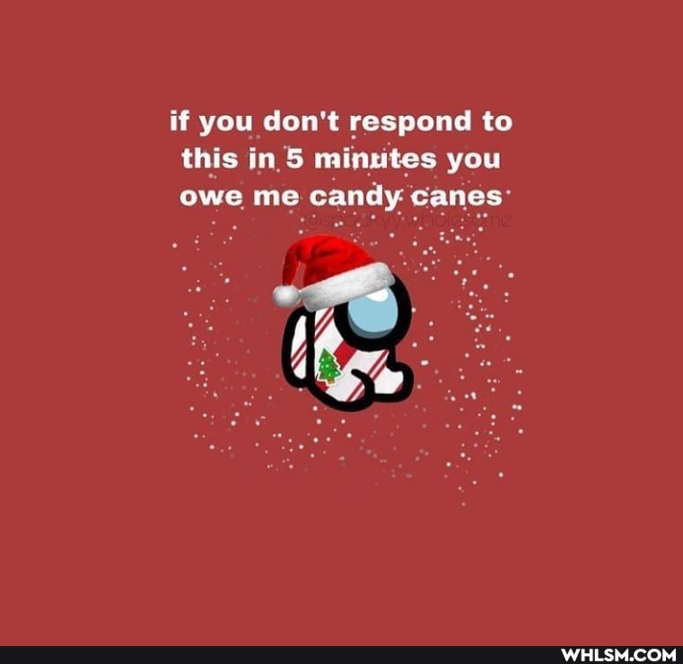 if you don't respond to this in S minutes you
owe me candy canes