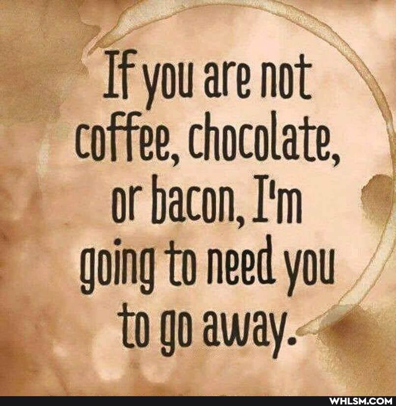Tf are coffee, chocolate, or bacon, IIim
going to need you q to go away.