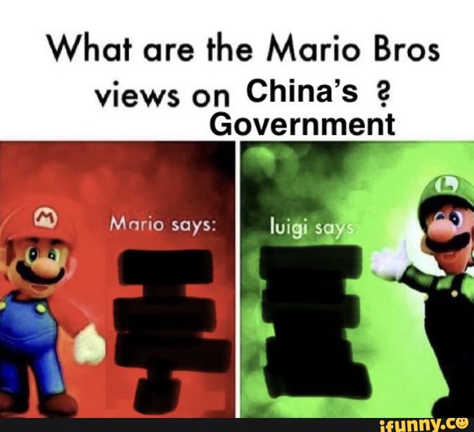 What are the Mario Bros views on China's 2 Government Mario says: luigi ...