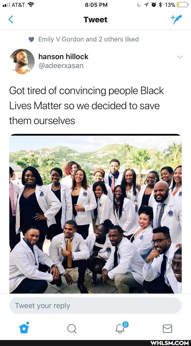 PM
< Tweet
@ Emily V Gordon and 2 others liked hanson hillock
@adeerxasan
Got tired of convincing people Black
Lives Matter so we decided to save them ourselves
Tweet your reply