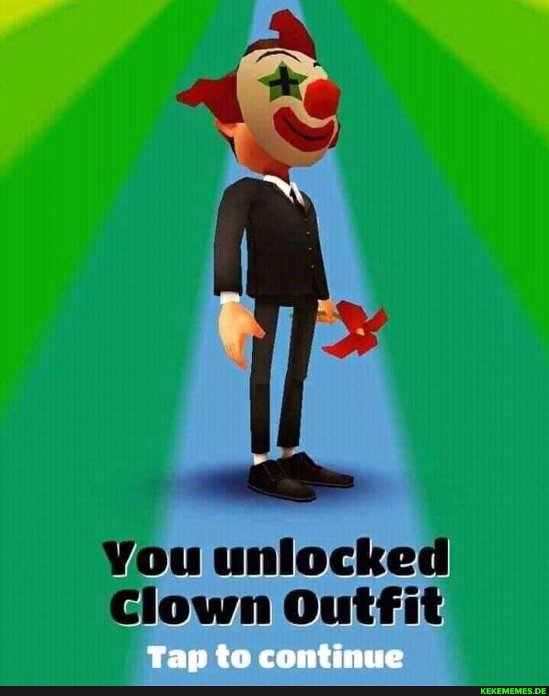 You unlocked Clown Outfit Tap to continue