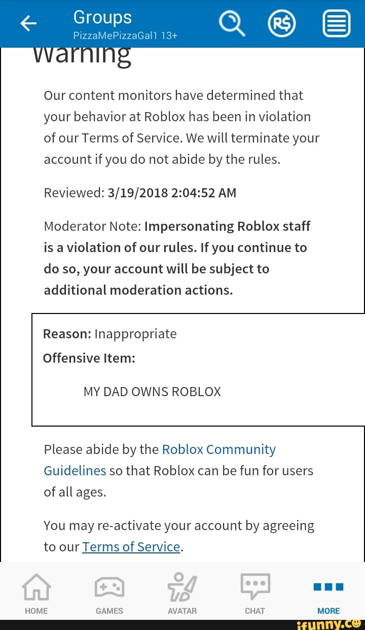 Our Content Monitors Have Determined That Your Behavior At Roblox