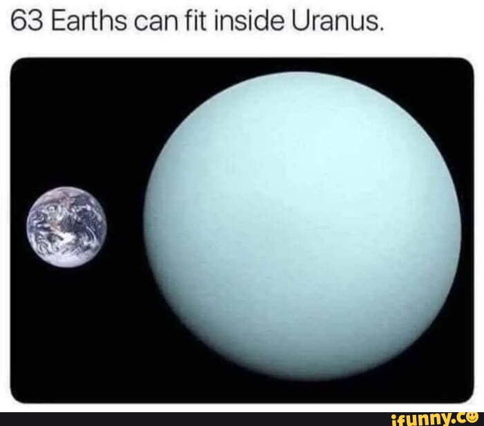 63 Earths can fit inside Uranus. - iFunny