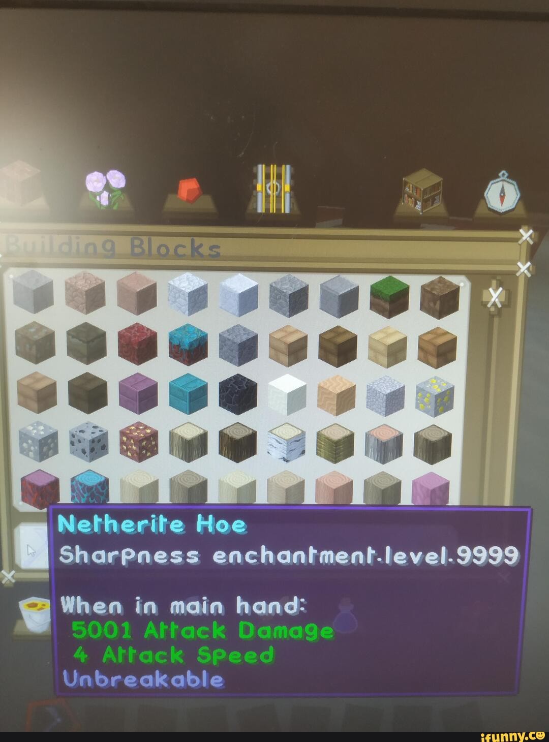 Netherite SharPness enchantment.level.9999 When in main hand