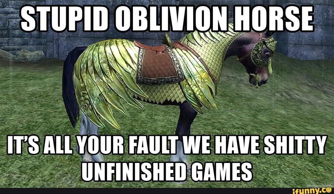 STUPID OBLIVION. HORSE IT'S ALL YOUR FAULT WE HAVE SHITTY UNFINISHED