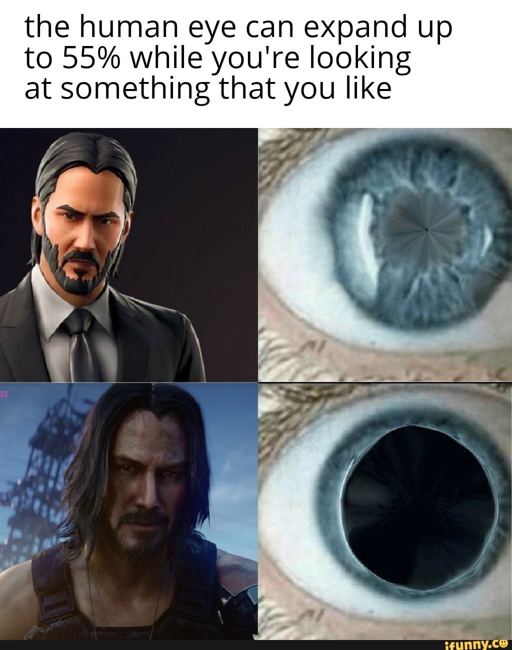 the human eye can expand up
to 55% while you're looking
at something that you like