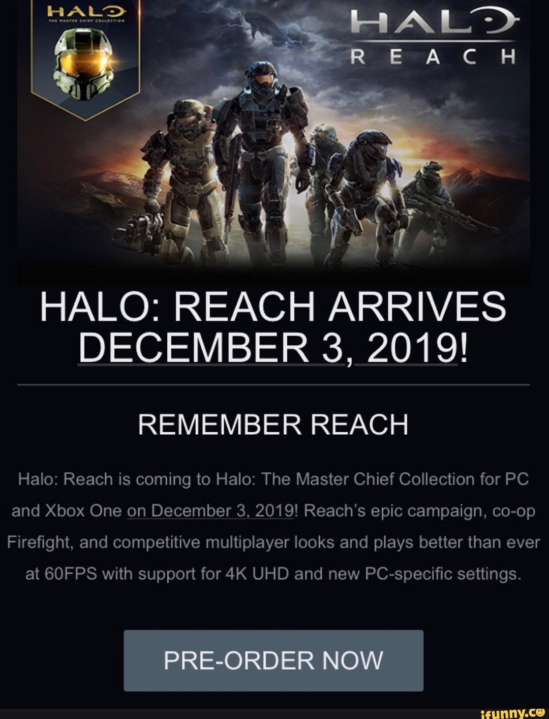 HALO: REACH ARRIVES DECEMBER 3, 2019! REMEMBER REACH Halo: Reach is