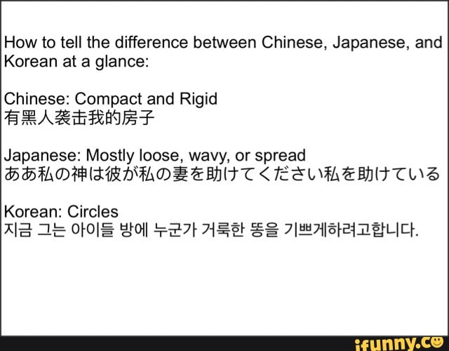 How to tell the difference between Chinese. Japanese, and Korean at a