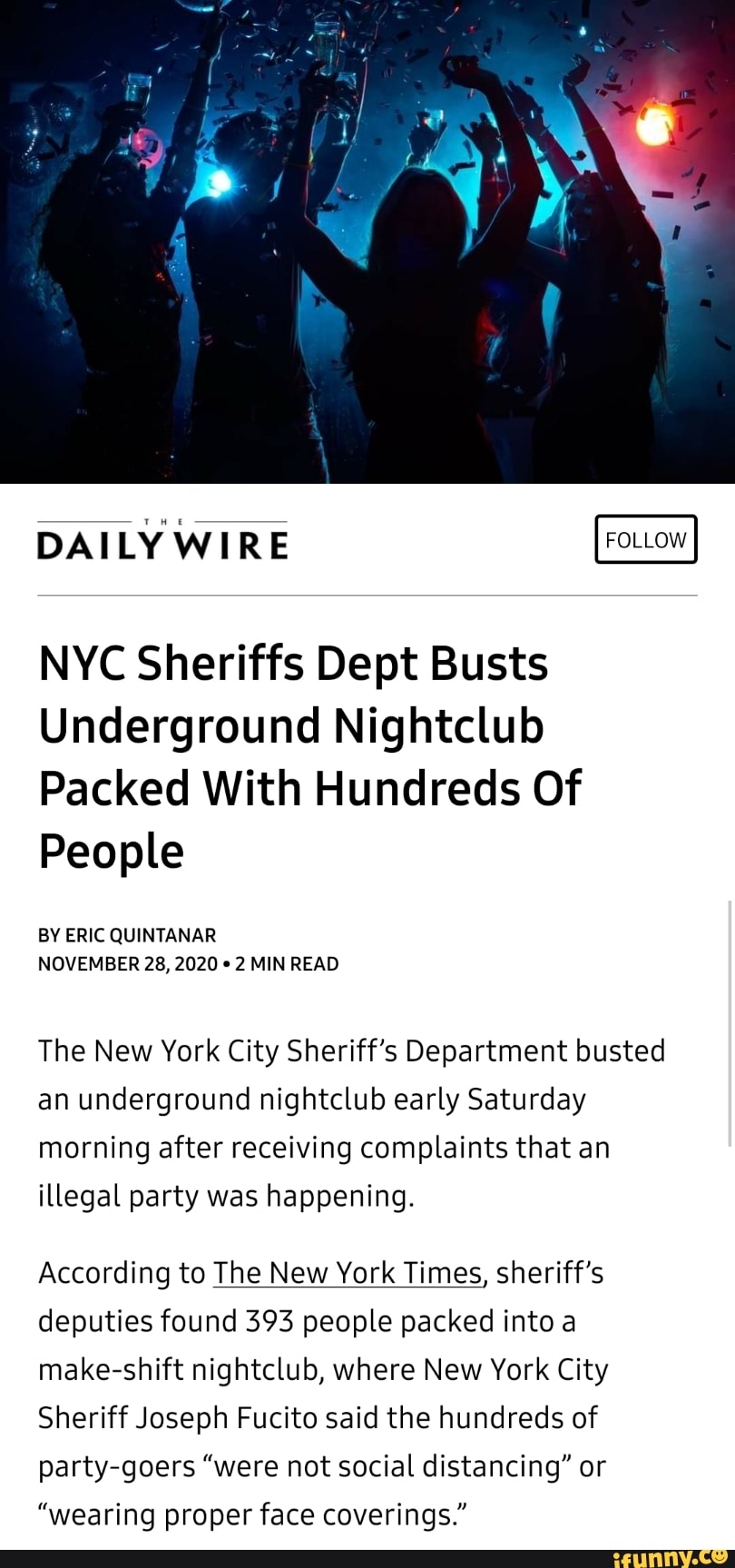 Daily Wire Nyc Sheriffs Dept Busts Underground Nightclub Packed With Hundreds Of People By Eric