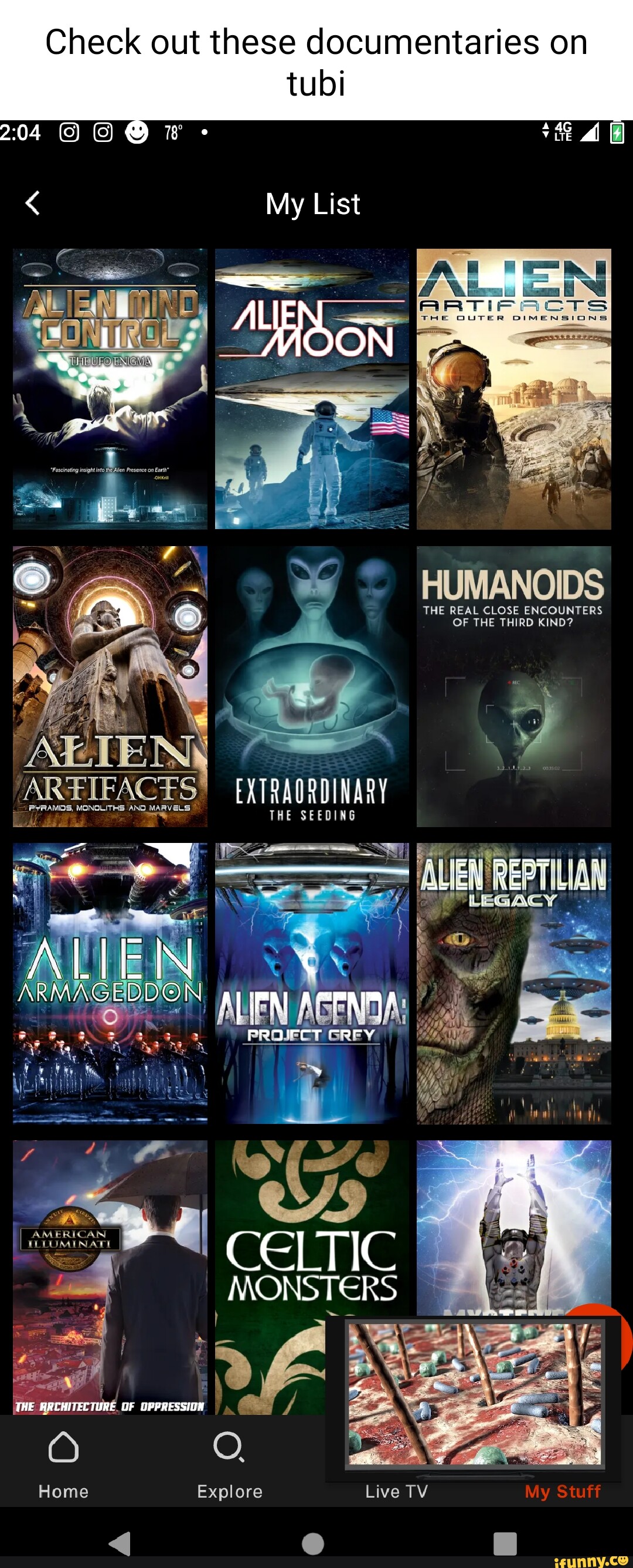 Check out these documentaries on tubi My List HUMANOIDS THE REAL CLOSE