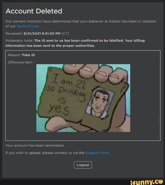 Banned from roblox but its fake id by Cbastoartguy on DeviantArt
