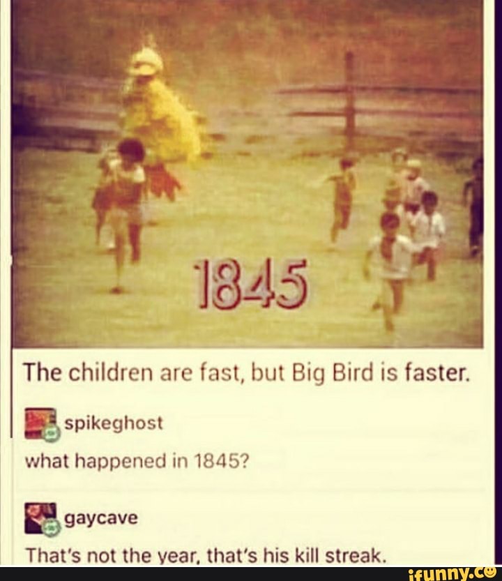 The children are fast, but Big Bird is faster. what happened in 1845 ...