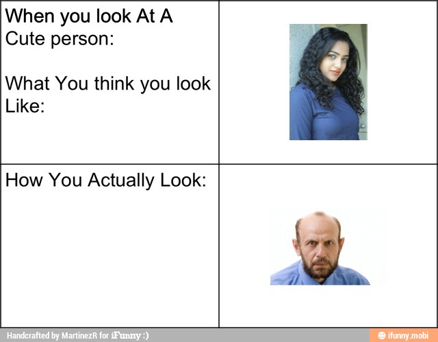 When you look At A
Cute person:
What You think you look
Like:
How You Actually Look: