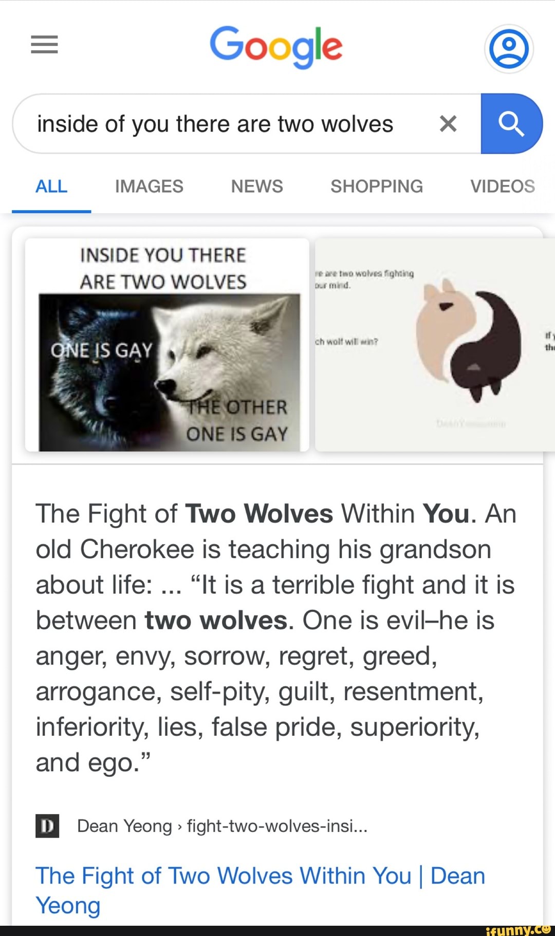 Inside of you there are two wolves X ALL IMAGES NEWS SHOPPING VIDEOS