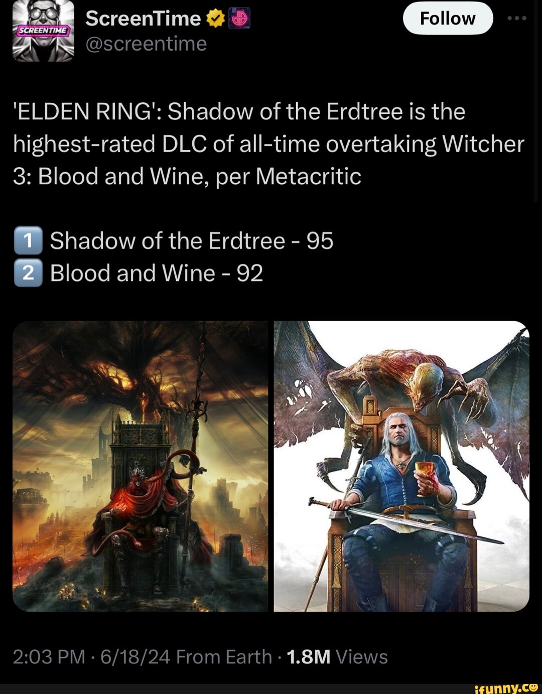 ScreenTime AR @screentime &lsquo;ELDEN RING&rsquo;: Shadow of the Erdtree is 