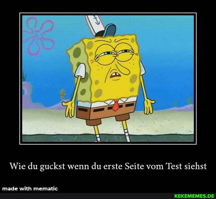 Wie du guckst wenn du erste Seite vom Test siehst
