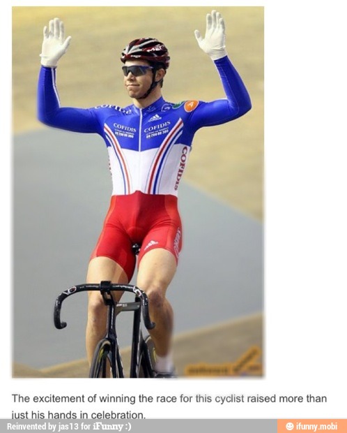 The excitement of winning the race for this cyclist raised more than