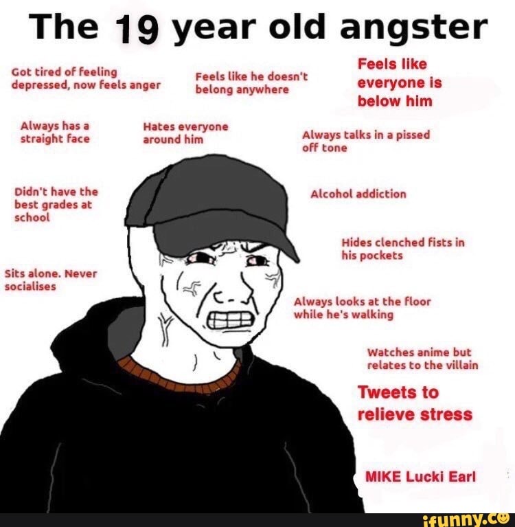The 19 year old angster Got tired of feeling Feels ho Feels like depressed