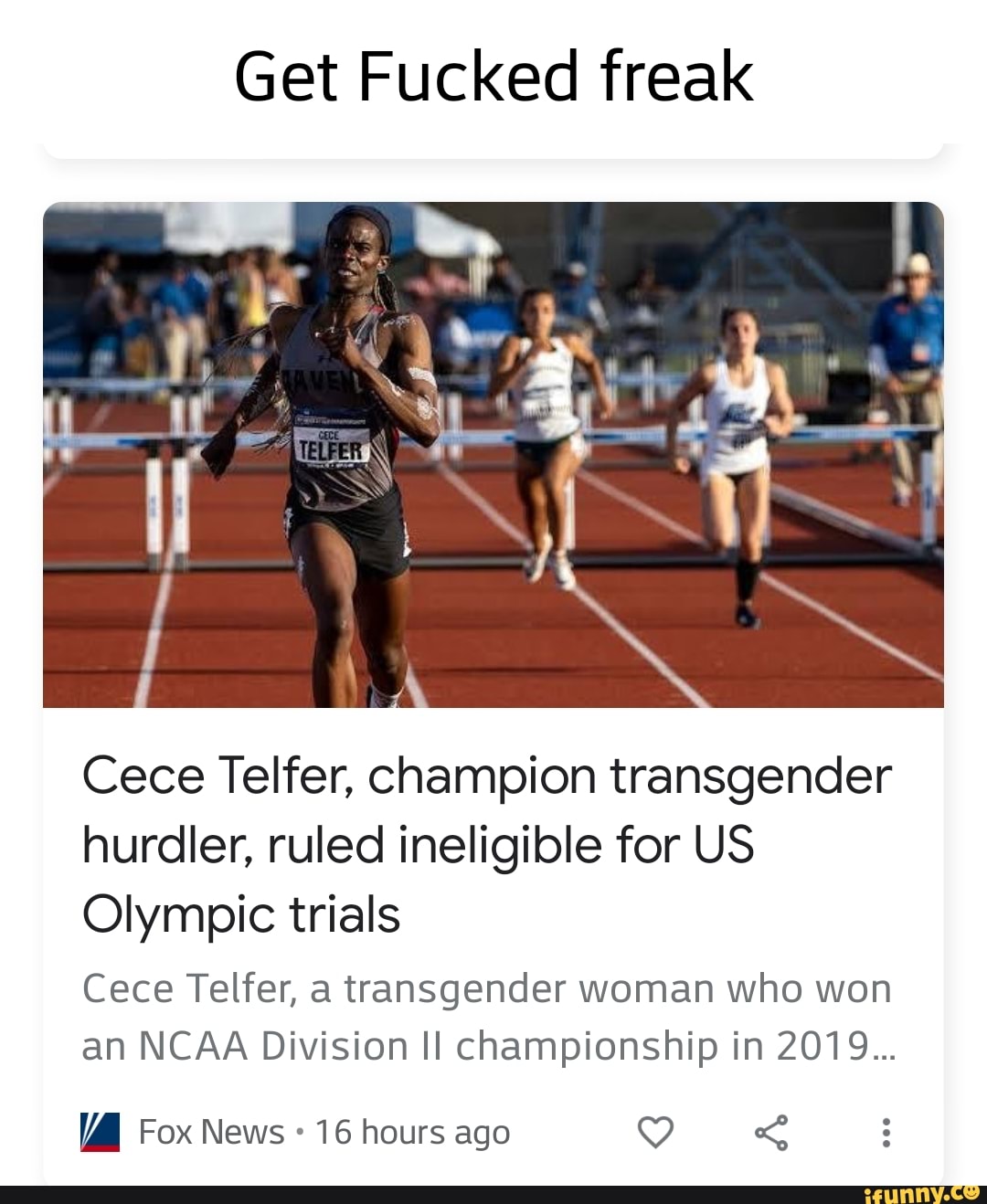 Get Fucked Freak Cece Telfer Champion Transgender Hurdler Ruled Ineligible For Us Olympic 3785