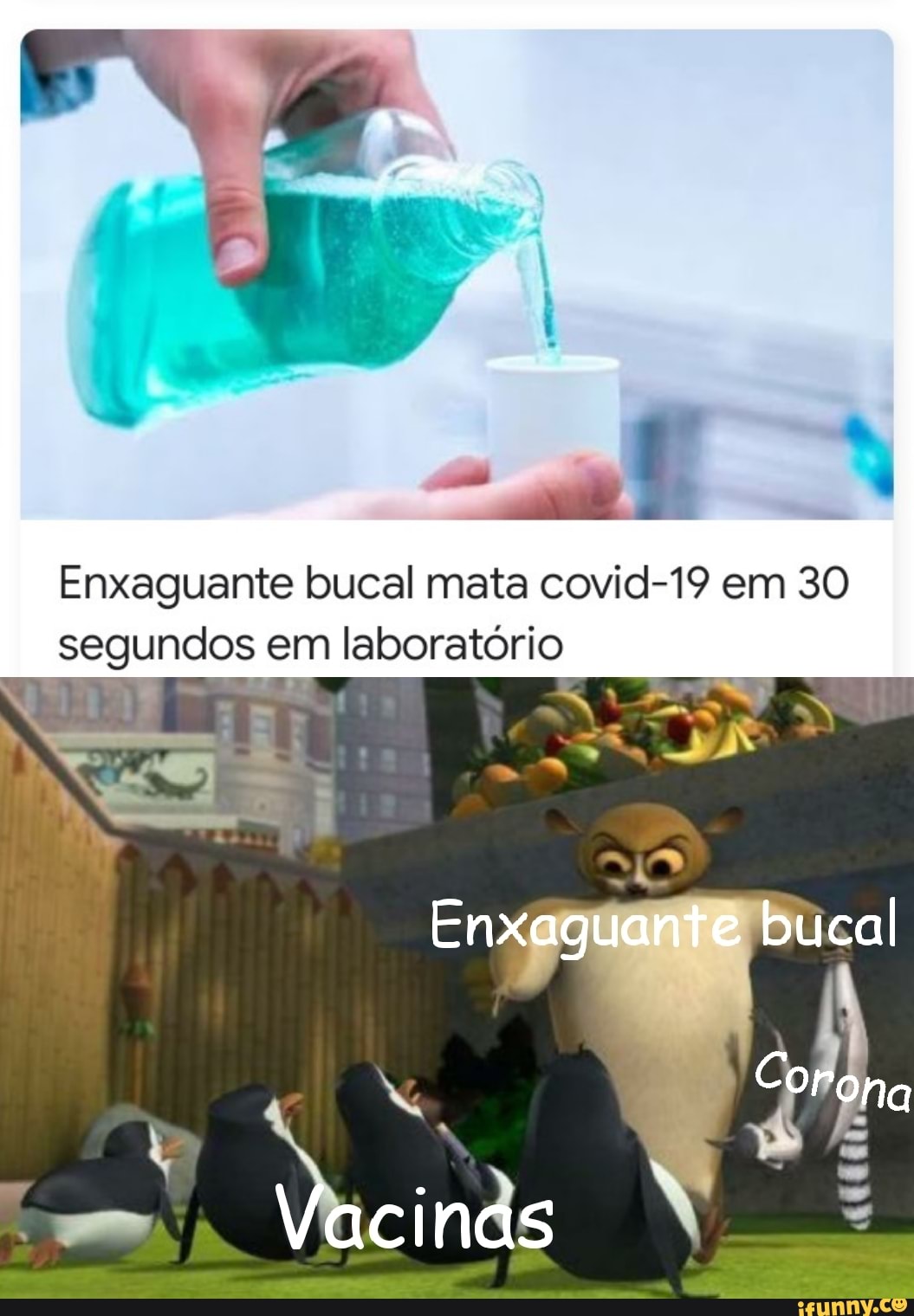 Enxaguante bucal mata covid-19 em 30 segundos em laboratório
Enxaguante bucal
Corona
Vacinas