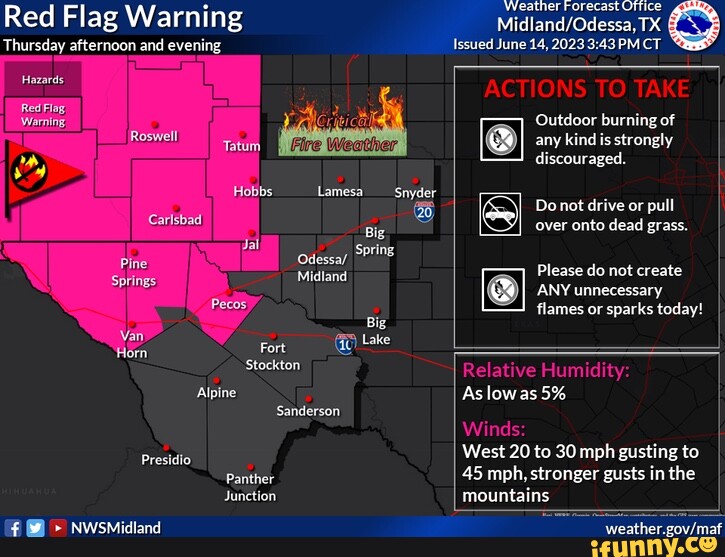 Red Flag Warning Thursday afternoon and evening Carlebae Big Odessa ...