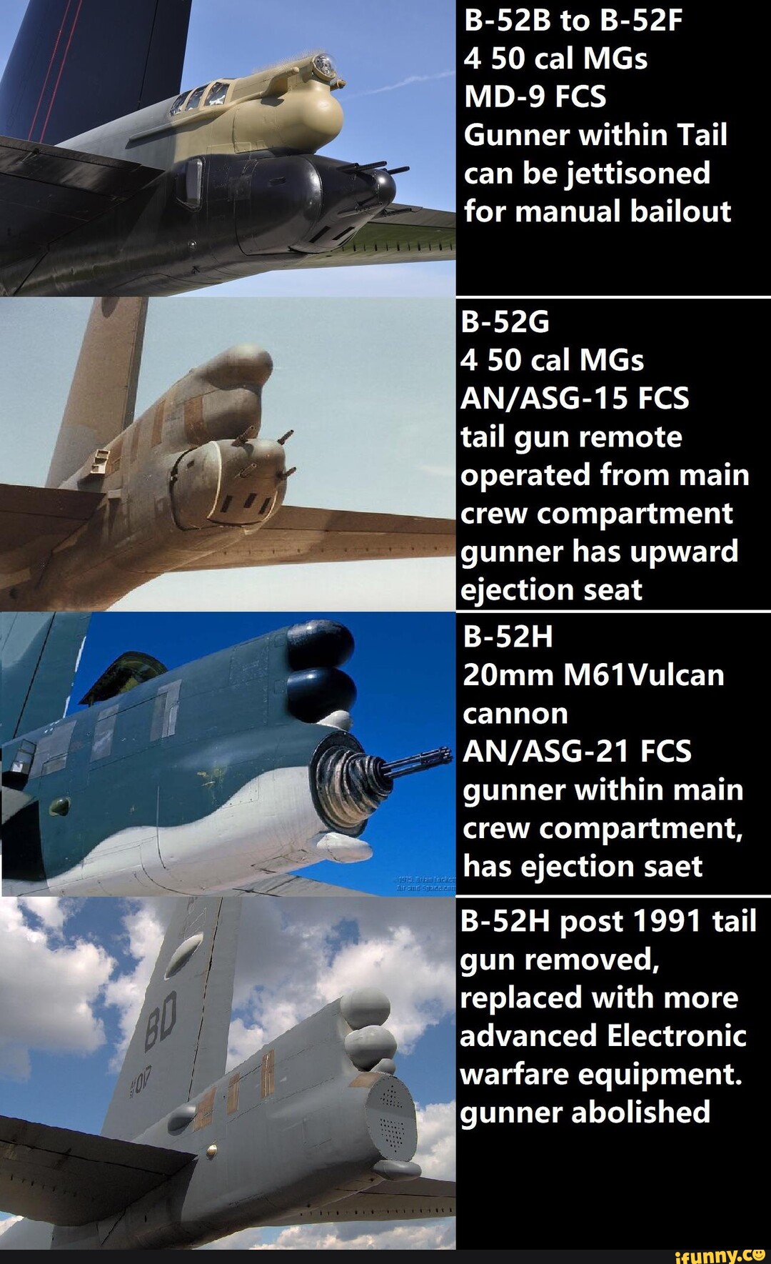 B-52B To B-52F 4 50 Cal MGs MD-9 FCS Gunner Within Tail Can Be ...