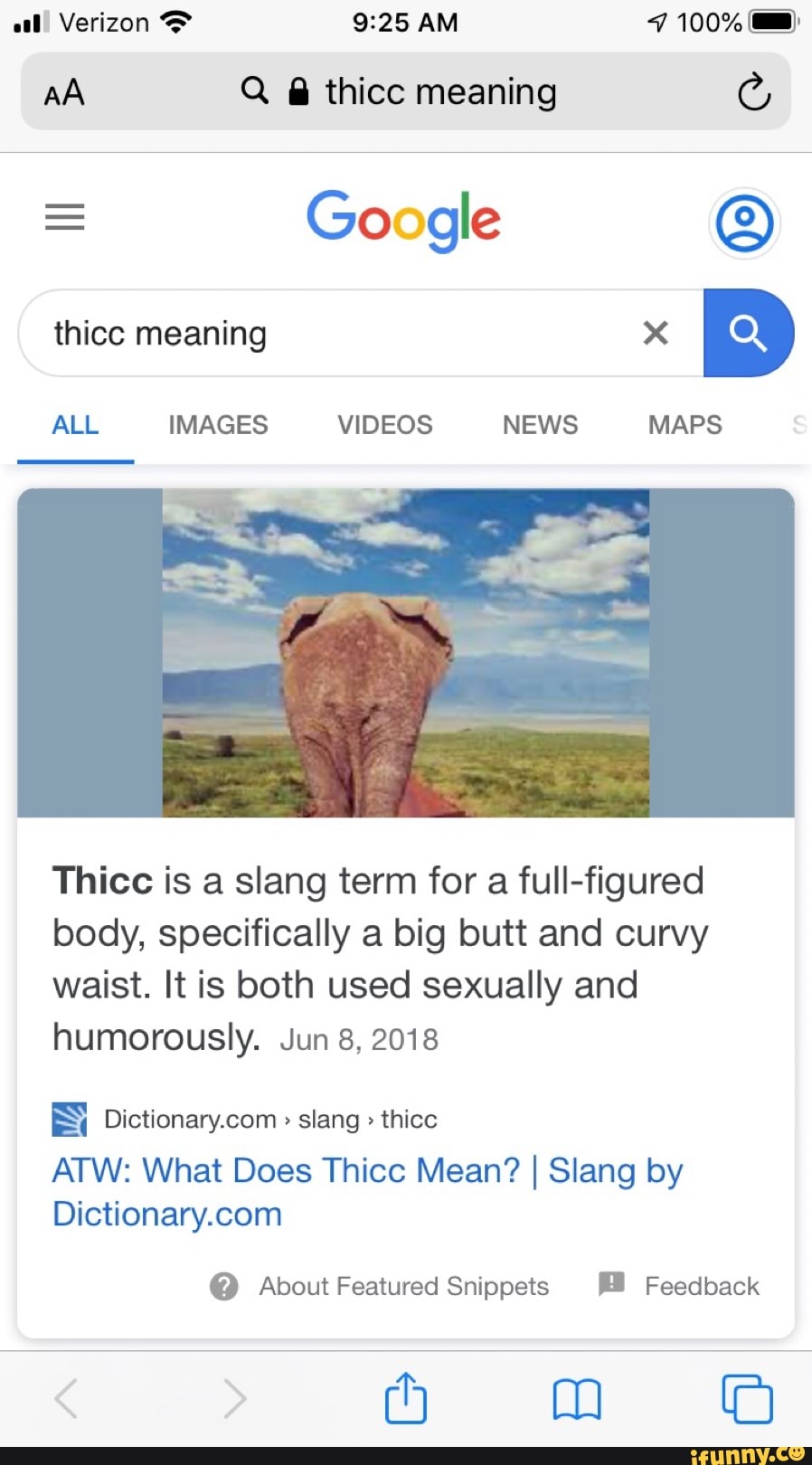 AA A A thicc meaning G Google O thicc meaning x ALL IMAGES VIDEOS