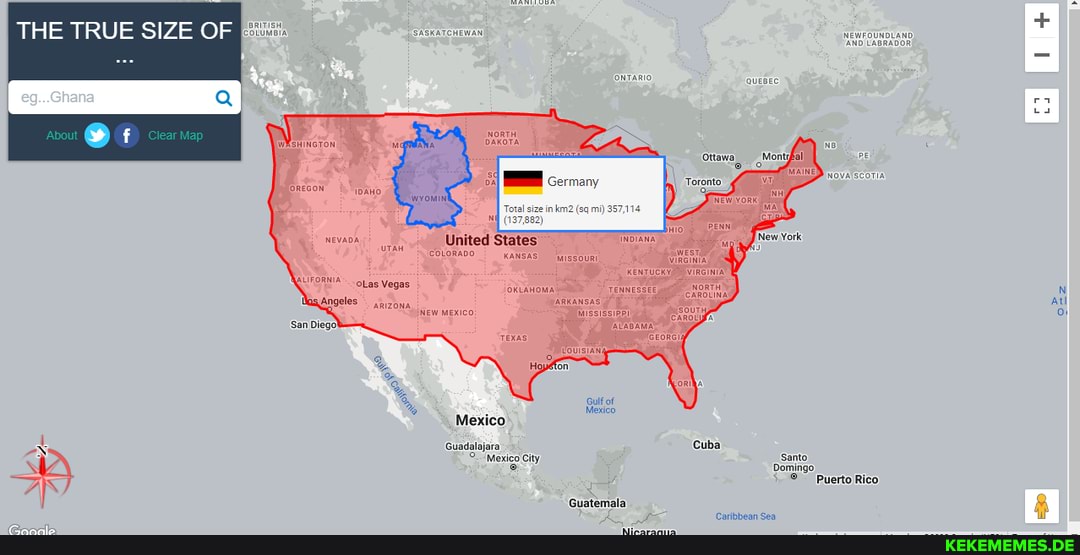 THE TRUE SIZE OF + ft United States [New vork asangeles ARKaNsAS At NeW Mexico i