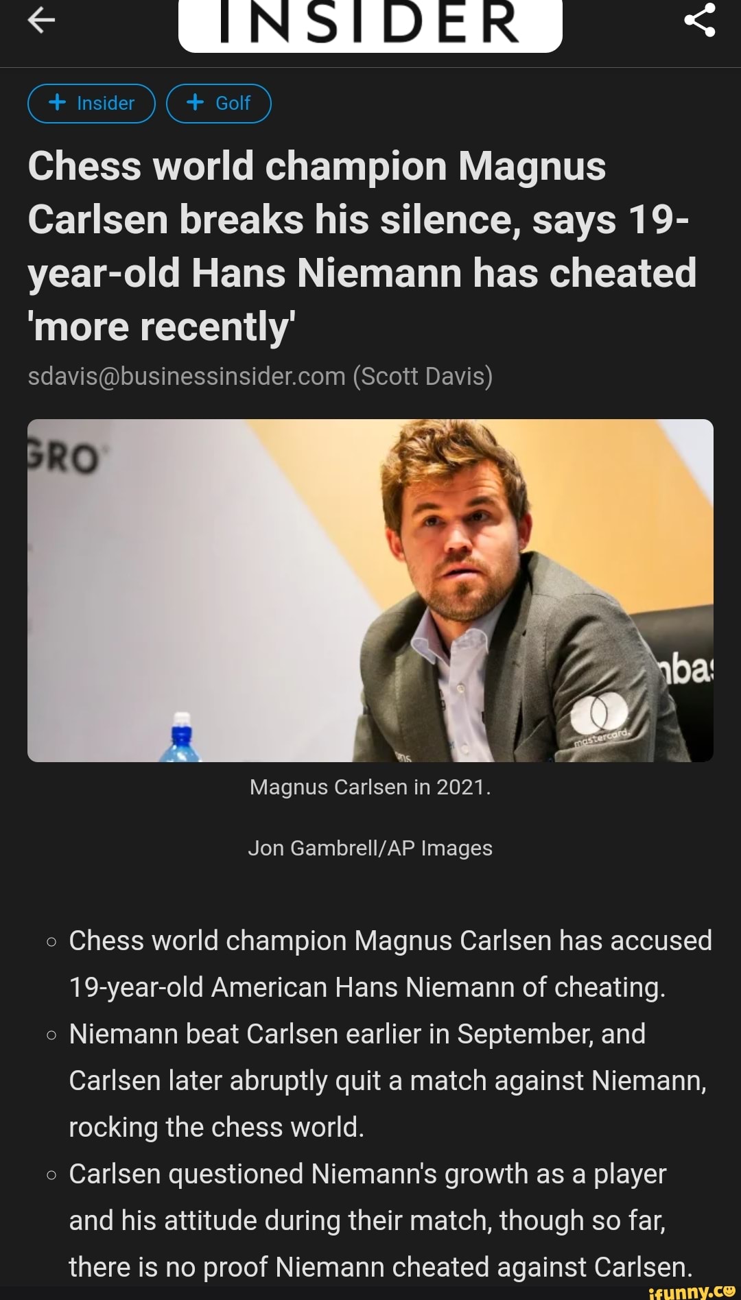 Magnus Carlsen breaks silence on Hans Niemann