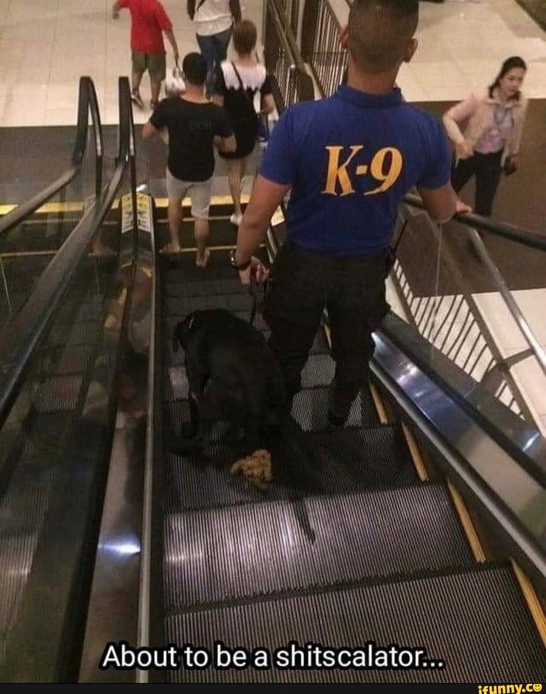 Clown Throwing Pie On Escalator