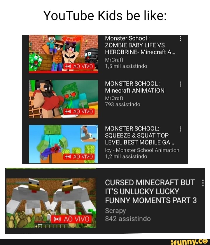 YouTube Kids be like: Monster School : ZOMBIE BABY LIFE VS HEROBRINE-  Minecraft A... MrCraft 1,5