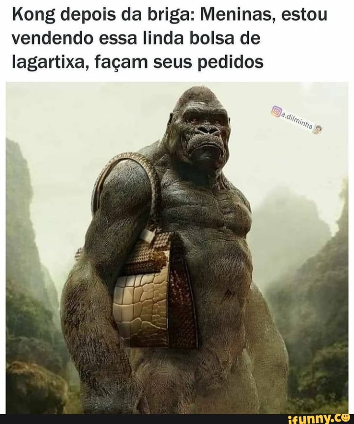 Kong depois da briga: Meninas, estou vendendo essa linda bolsa de lagartixa, façam seus pedidos