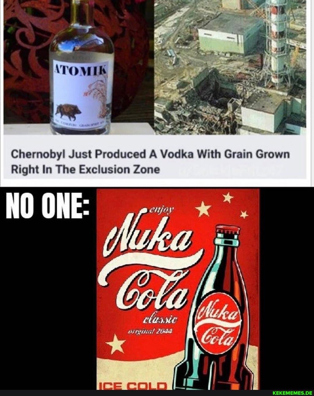 SS
Chernobyl! Just Produced A Vodka With Grain Grown
Right In The Exclusion Zone
NO ONE: omy