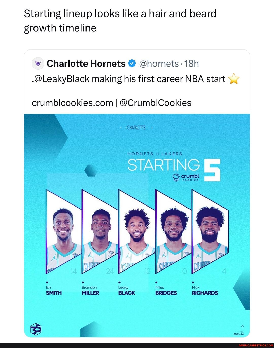 N A Starting lineup looks like a hair and beard growth timeline