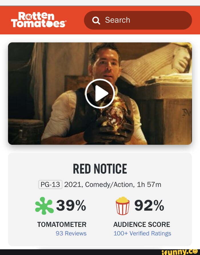 Rotten Search RED NOTICE 2021, BO% 792% TOMATOMETER AUDIENCE SCORE 93 ...