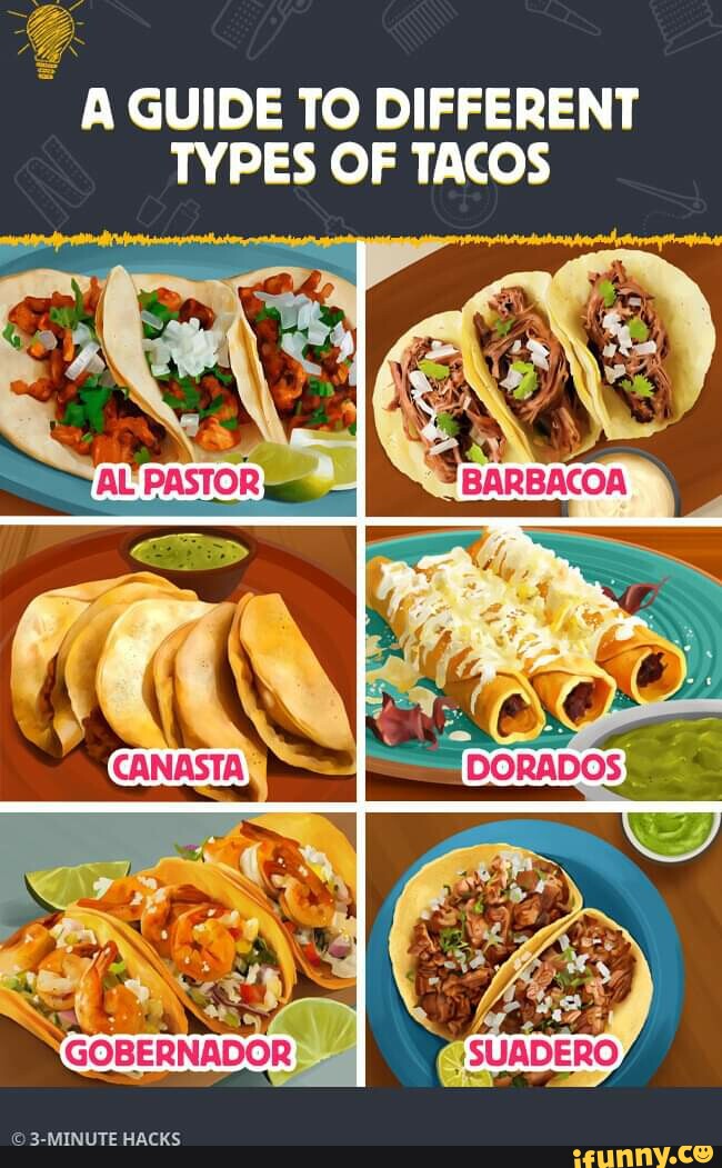 A GUIDE TO DIFFERENT TYPES OF TACOS IN ti 3-MINUTE HACKS - iFunny