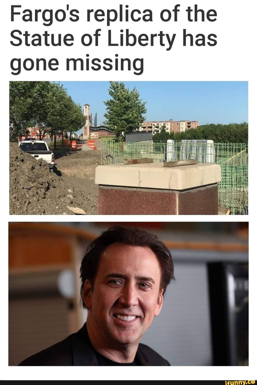 Fargo's replica of the Statue of Liberty has gone missing iFunny