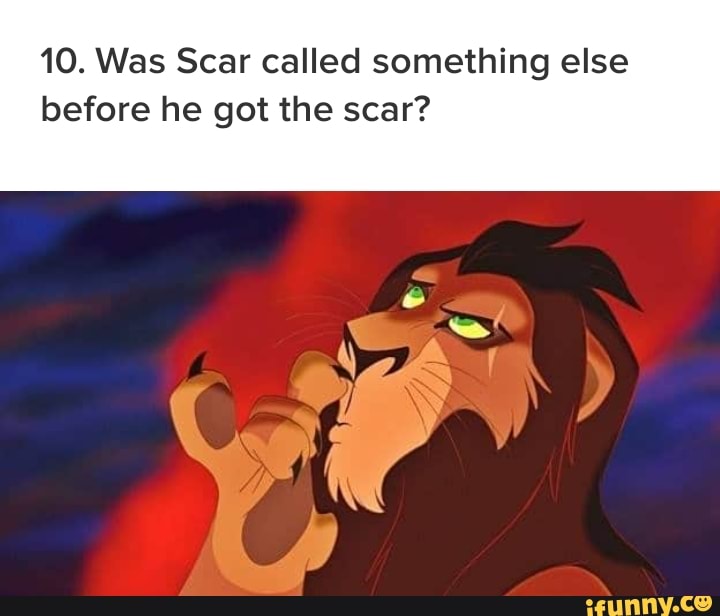 10. Was Scar called something else before he got the scar? - iFunny